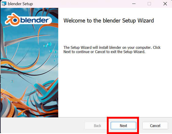 Blenderインストール画面