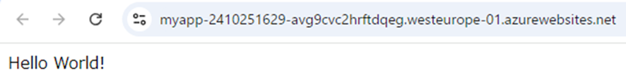 「Hello World!」と表示されている画面